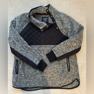 Abercrombie & Fitch Cozy Deep Pile Fleece Quilted Snap Up Jacket Gray Size xl
